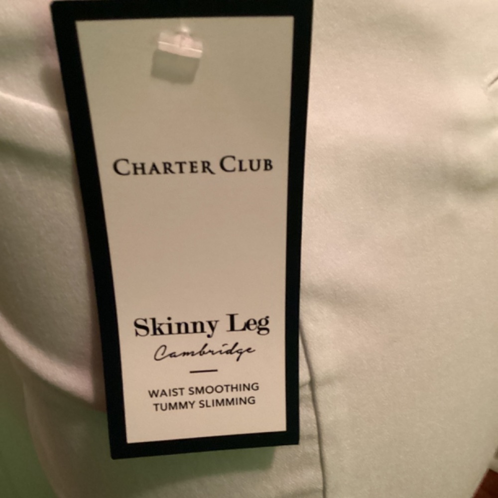 CHARTER CLUB white size 8 skinny leg smoothing waist pants. - Picture 7 of 11
